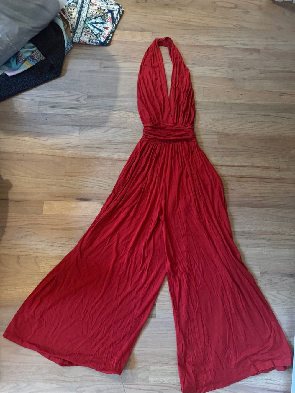 Rachel Pally Red Halter Wide-Leg Jumpsuit